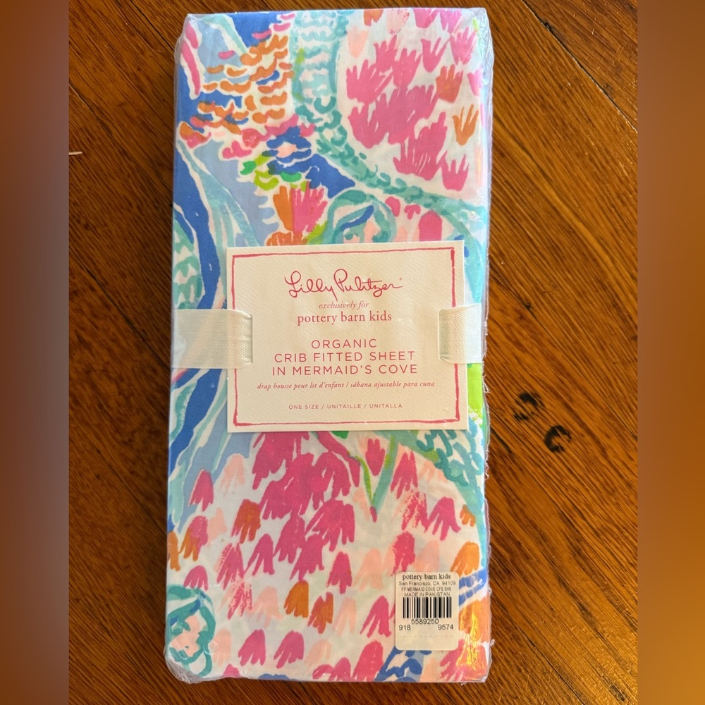 Lilly Pulitzer for pottery barn organic crib fitted Sheet in mermaid’s cove